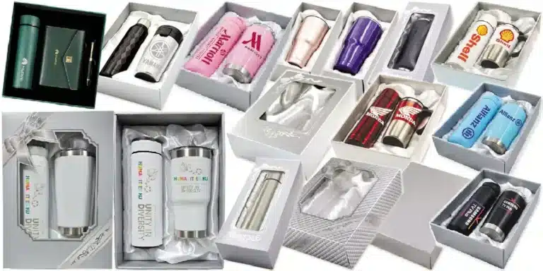 ชุดกระบอกน้ำสกรีนโลโก้ แก้วสแตนเลสเก็บความเย็น ยิงเลเซอร์ชื่อบริษัท Gift Set กระติกเก็บอุณหภูมิ พิมพ์รูปเหมือนจริง ลายสินค้า ไม่จำกัดสี กล่องกระดาษแข็ง